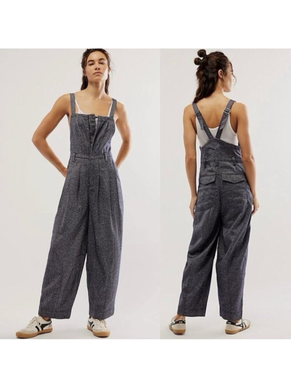 Free People Leonie Menswear Overalls Wool Blend Boho Zip Front - Picture 7 of 9